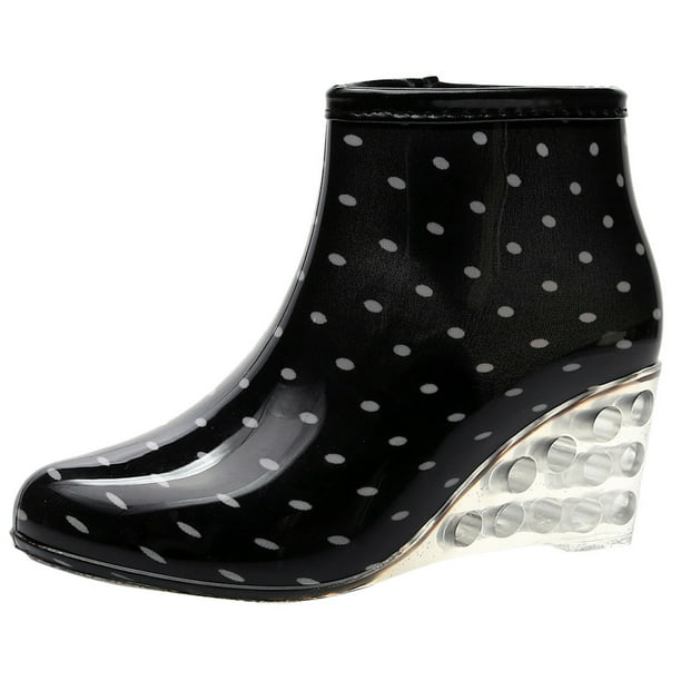 Odema Women/'s Short Mid Calf Rubber Wedge Rain Boots Waterproof Shoes